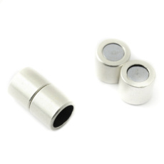 Magnetische sluiting tube zilver 8 mm (CR374) Magnetische sluiting tube zilver 8 mm (CR374)
